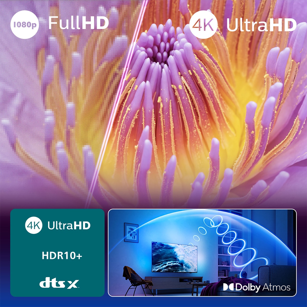 TV LED 108 cm (43") Philips Ambilight 43PUS8010/12 UHD 4K, Dolby Atmos, Titan OS, Smart TV Negro mate-4