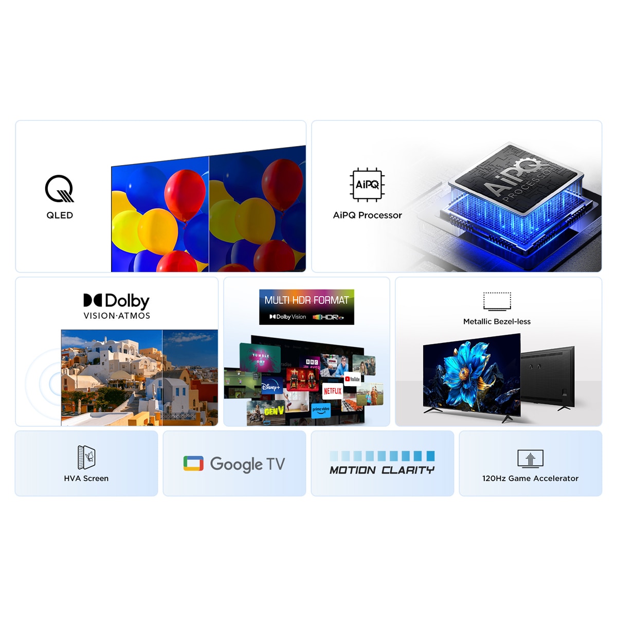 TV QLED 109,2 cm (43") TCL 43P7K, 4K HDR TV, Smart TV Powered by Google TV, compatible con Asistentes de voz Titanio-4