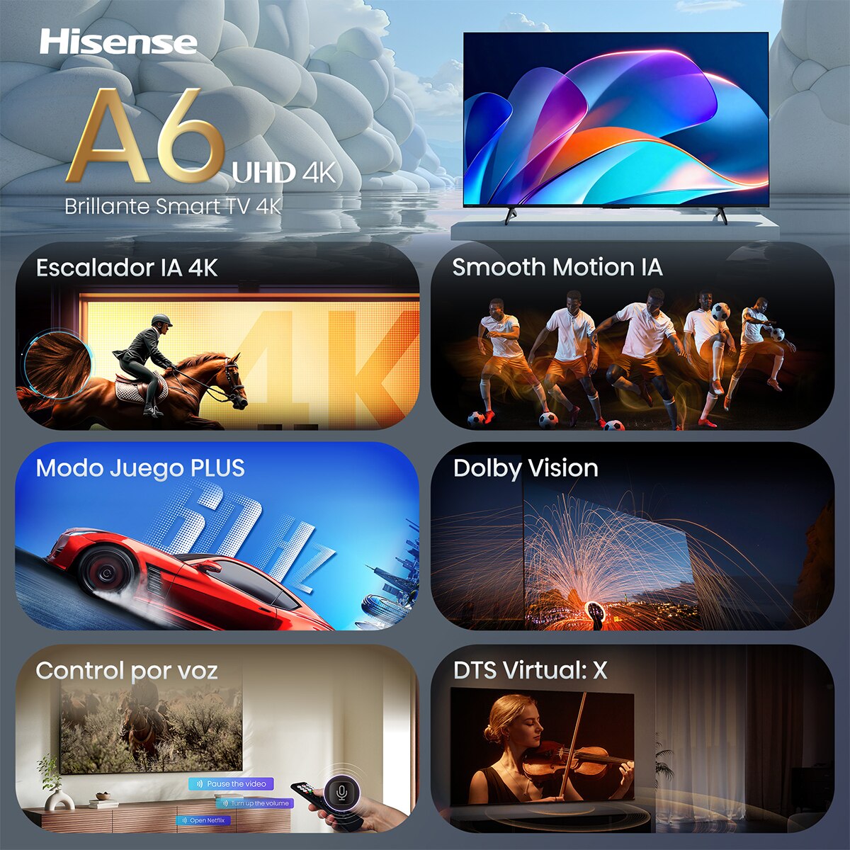 TV LED 43" (108 cm) Hisense 43A6S UHD 4K Smart TV con IA Negro-3