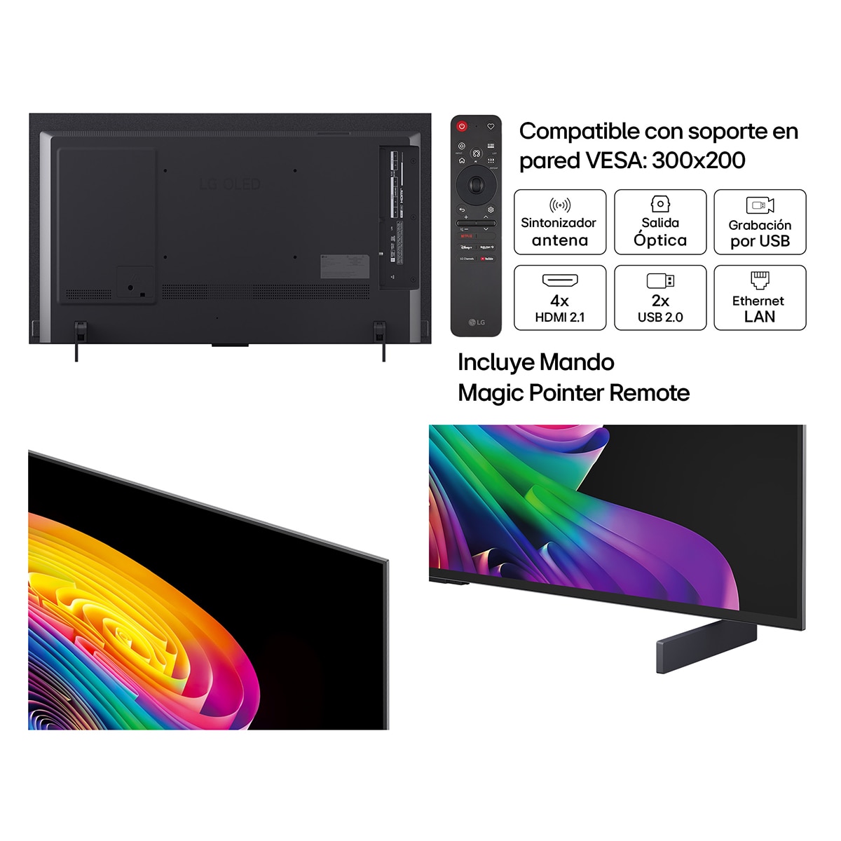 TV OLED evo 106 cm (42") LG OLED42C66LB 4K, Smart TV, AI, C6 - Gris oscuro / Negro Gris oscuro / Negro-3