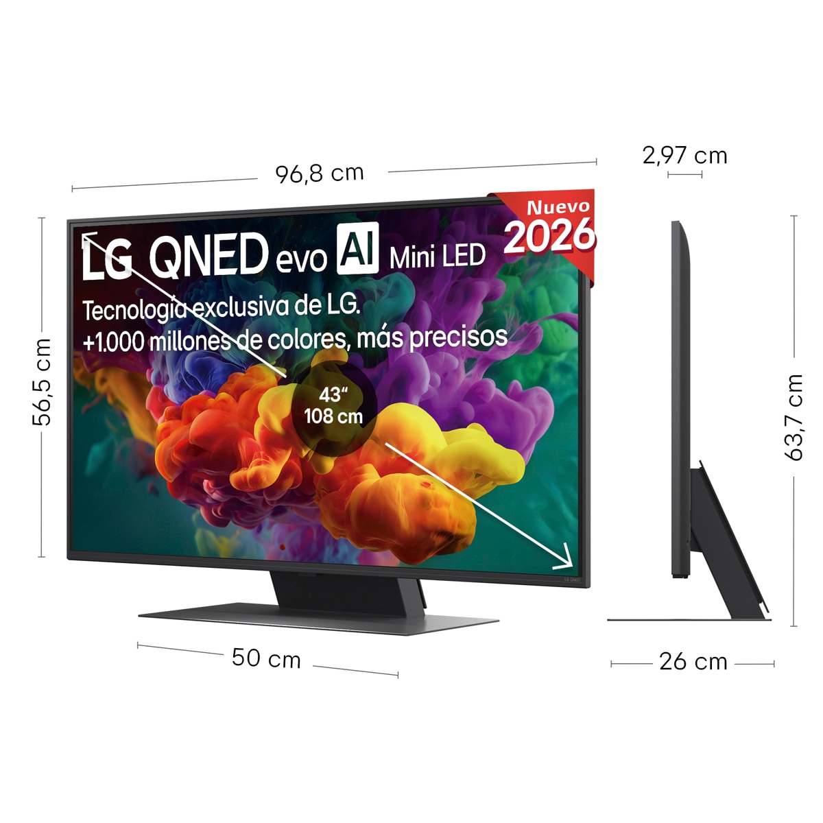 TV QNED evo Mini LED 108 cm (43") LG 43QNED87B6A 4K, Smart TV, AI, QNED87 Gris oscuro / Negro-2