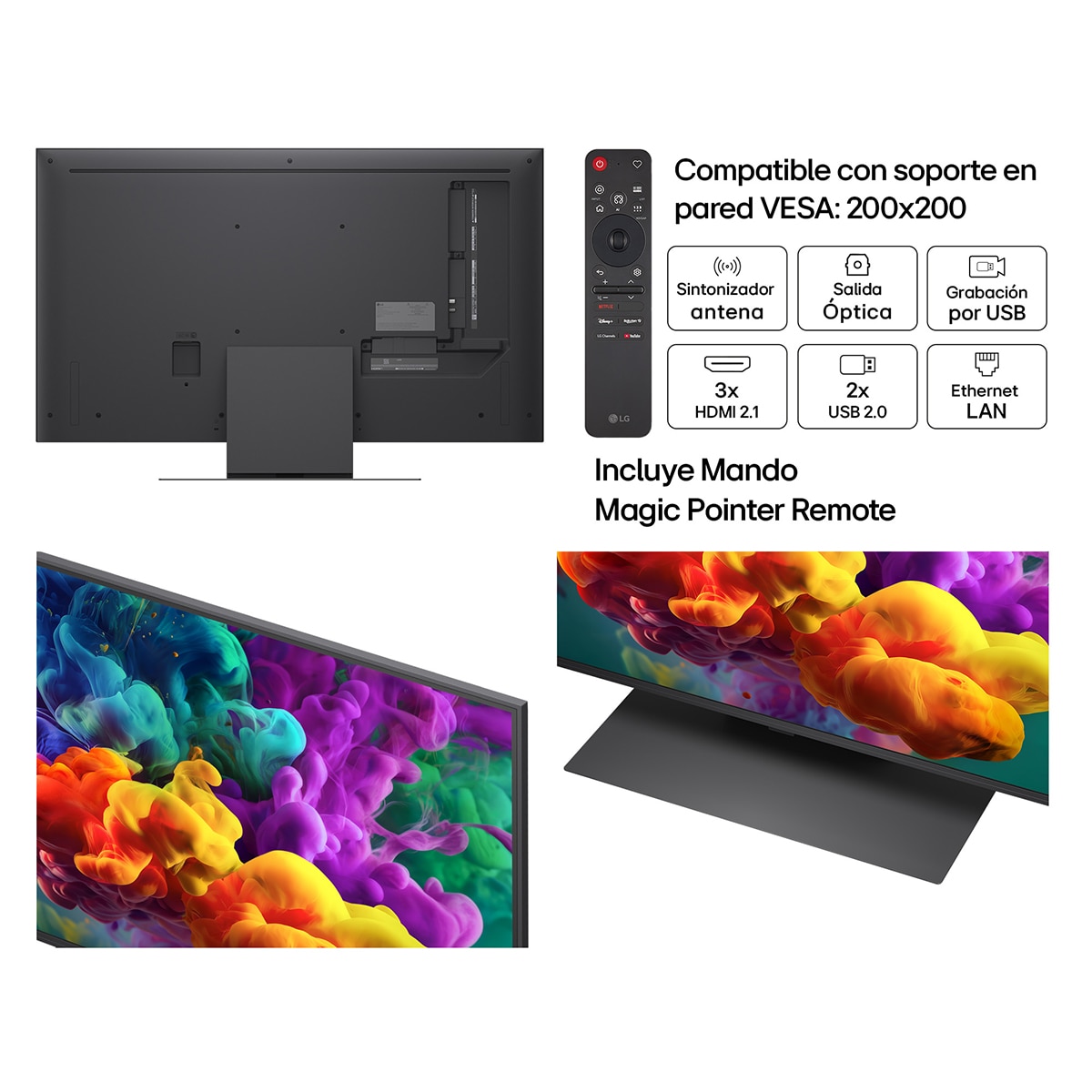 TV QNED evo Mini LED 108 cm (43") LG 43QNED87B6A 4K, Smart TV, AI, QNED87 Gris oscuro / Negro-3