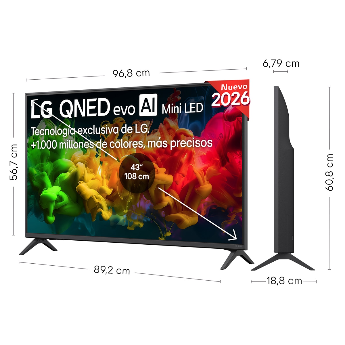 TV QNED evo Mini LED 108 cm (43") LG 43QNED8EB3F 4K, Smart TV, AI, QNED8E Gris oscuro / Negro-2