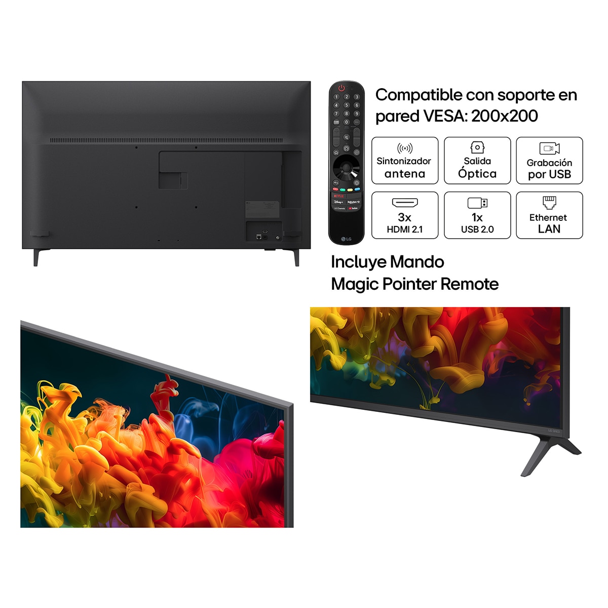 TV QNED evo Mini LED 108 cm (43") LG 43QNED8EB3F 4K, Smart TV, AI, QNED8E Gris oscuro / Negro-3