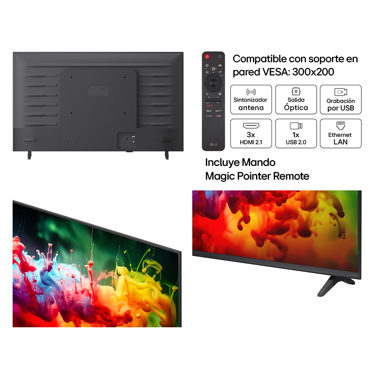 TV QNED Mini LED 108 cm (43") LG 43QNED70B6C 4K, Smart TV, AI, QNED70 Gris oscuro / Negro-3