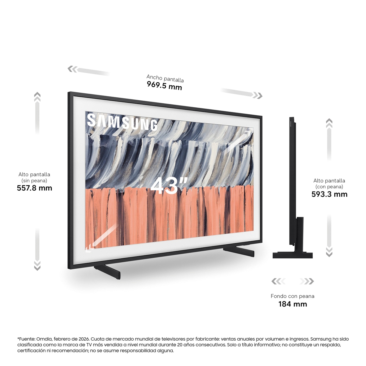 TV QLED 108cm( 43") Samsung The Frame TQ43LS03HEUXXC 4K Smart TV Vision AI SIN reflejos, Modo Arte y soporte incluido - Negro Negro-3