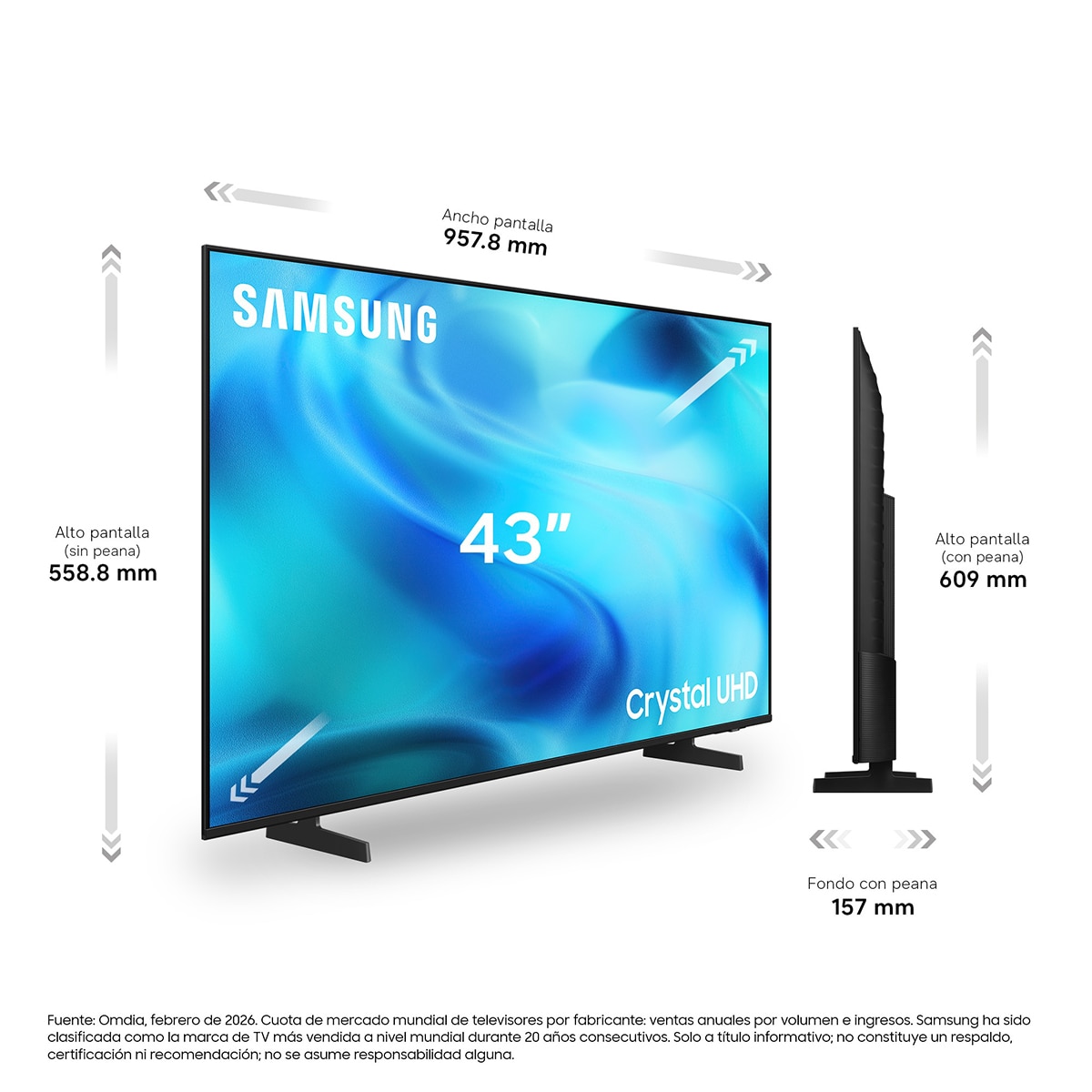 TV LED 108cm (43") Samsung TU43U7005HUXXC 4K Smart TV con Gaming Hub 120Hz Negro-2