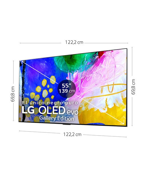 TV OLED 139 cm (55'') LG OLED55G26LA Evo Gallery Edition 4K SmartTV WebOS 22, HDR Dolby Vision, HDR10. Para colgar en pared con soporte incluido. - Negro Negro-2