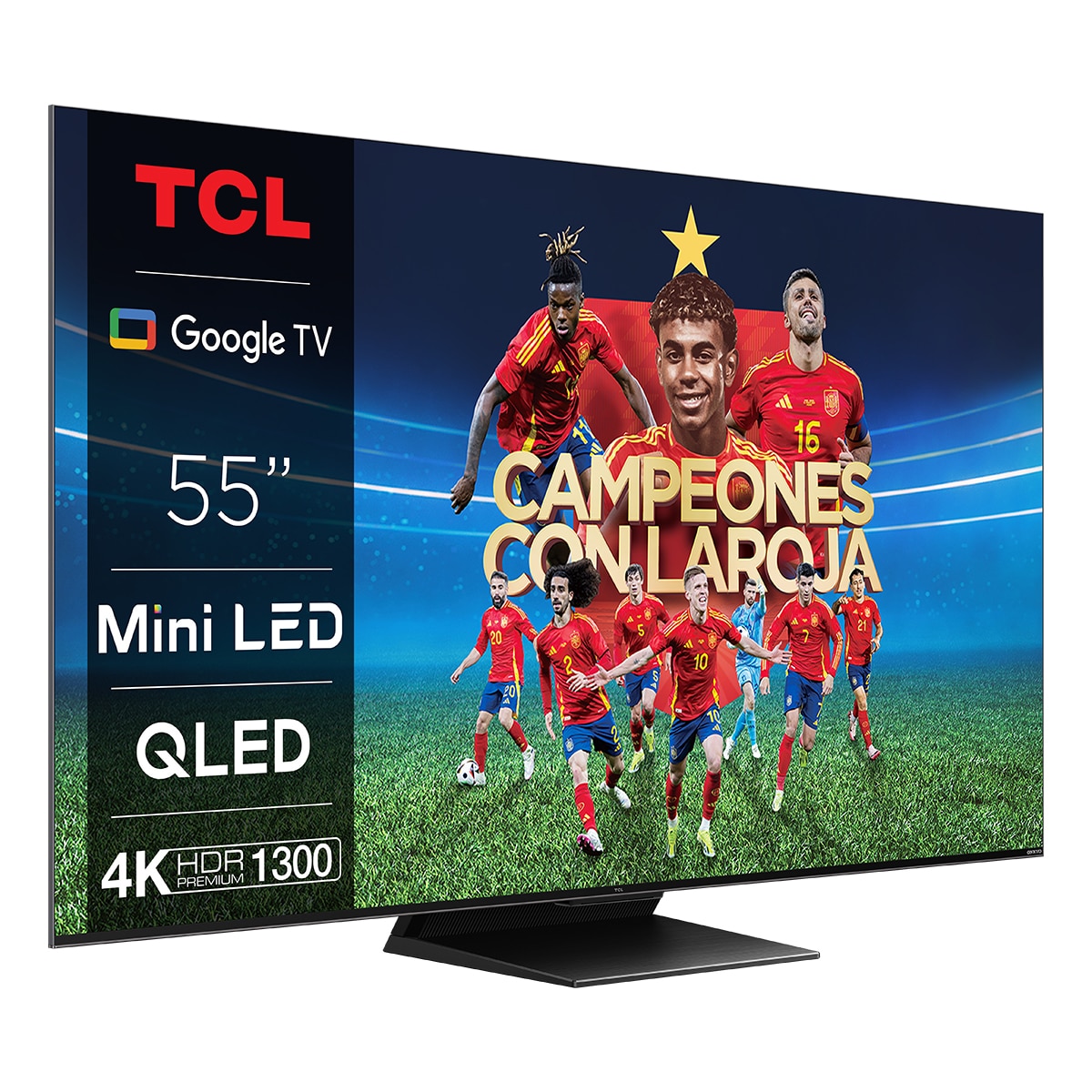TV QD Mini LED 139 cm (55") TCL 55C805, 4K UHD 1300 nits, Smart Google TV Dolby Vision y Atmos, Motion Clarity Pro de 144 Hz Titanio-1
