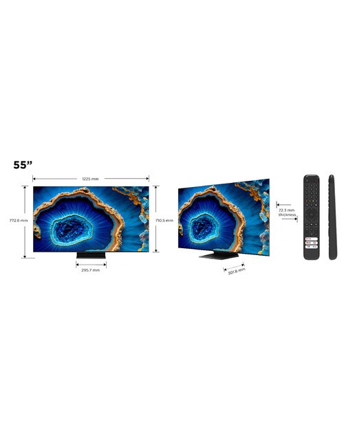 TV QD Mini LED 139 cm (55") TCL 55C805, 4K UHD 1300 nits, Smart Google TV Dolby Vision y Atmos, Motion Clarity Pro de 144 Hz Titanio-2