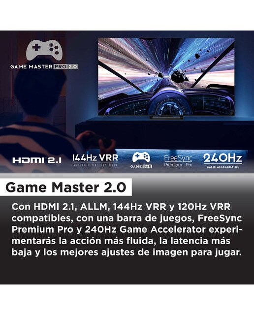 TV QD Mini LED 139 cm (55") TCL 55C805, 4K UHD 1300 nits, Smart Google TV Dolby Vision y Atmos, Motion Clarity Pro de 144 Hz Titanio-11