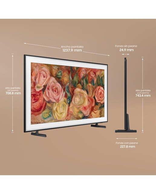 TV QLED 139 cm (55") Samsung The Frame TQ55LS03DAUXXC 4K Display Mate Smart TV para colgar en pared con soporte incluido - Negro Negro-3