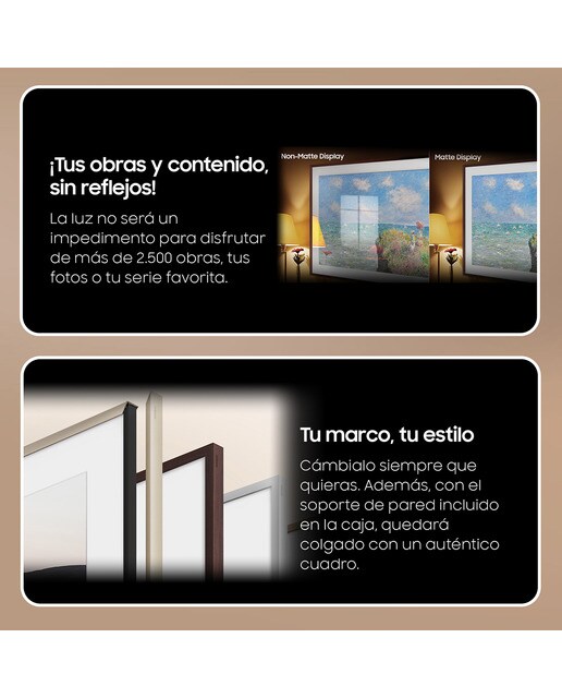 TV QLED 139 cm (55") Samsung The Frame TQ55LS03DAUXXC 4K Display Mate Smart TV para colgar en pared con soporte incluido - Negro Negro-5