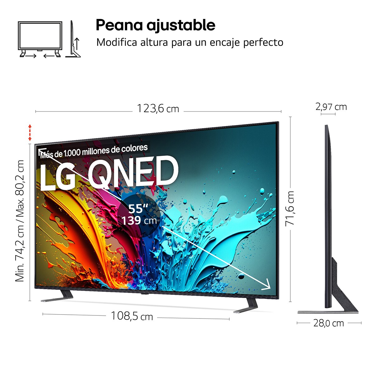 TV QNED 139cm (55") LG 55QNED85T6C 4K con Smart TV WebOS24 Negro / Azul-2