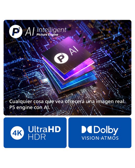 TV OLED 139cm (55") Philips Ambilight 55OLED819 UHD 4K, Dolby Vision y Dolby Atmos, Google TV, Smart TV Cromado-7