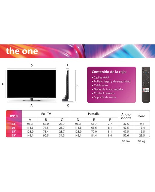 TV LED 139cm (55") Philips Ambilight The One 55PUS8919 UHD 4K, Dolby Vision y Dolby Atmos, Titan OS, Smart TV Gris Antracita-3