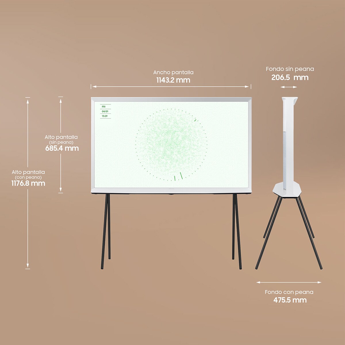 TV QLED 125 cm (50") Samsung The Serif TQ50LS01DAUXXC UHD 4K Display Mate, Smart TV Blanco Nube-3