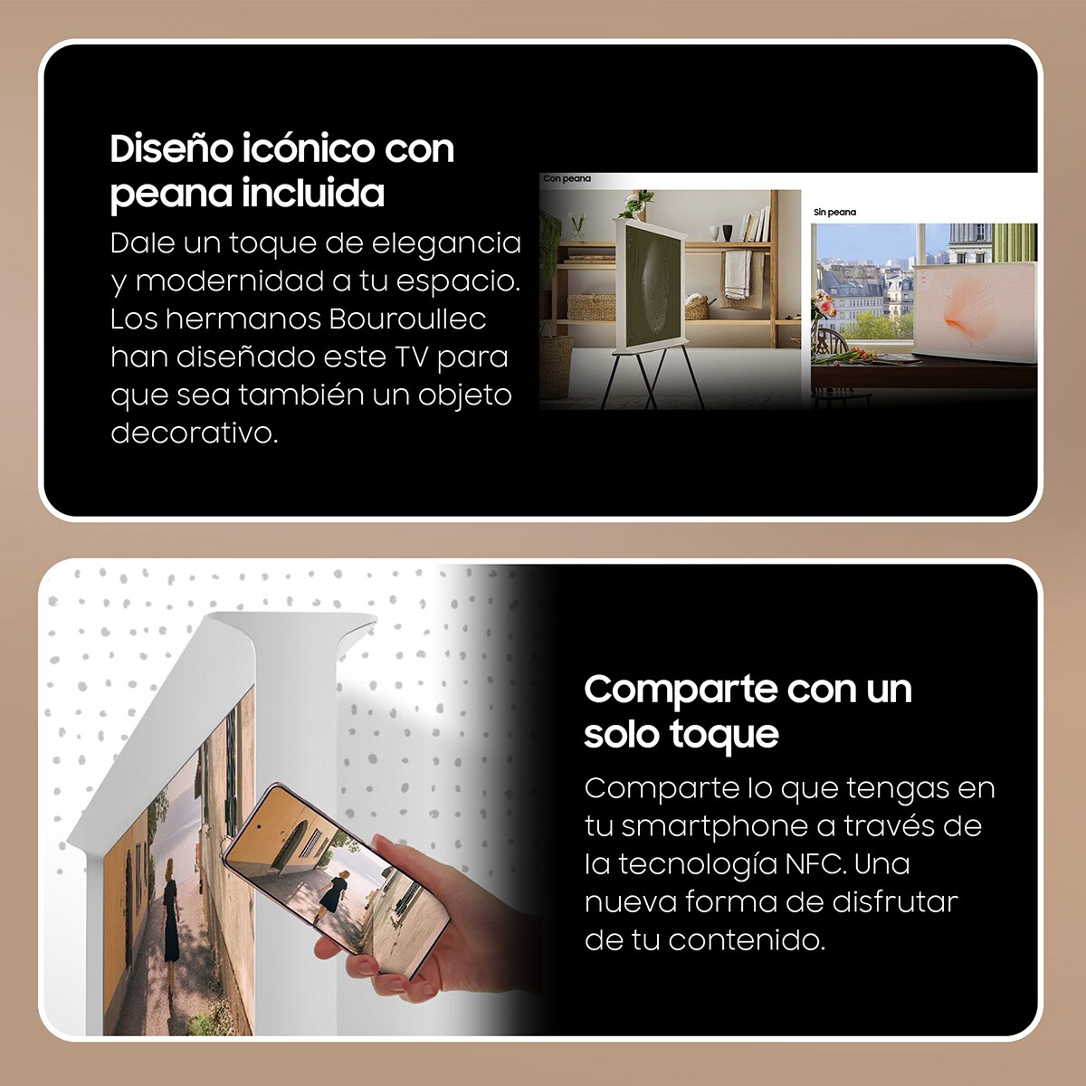 TV QLED 125 cm (50") Samsung The Serif TQ50LS01DAUXXC UHD 4K Display Mate, Smart TV Blanco Nube-6