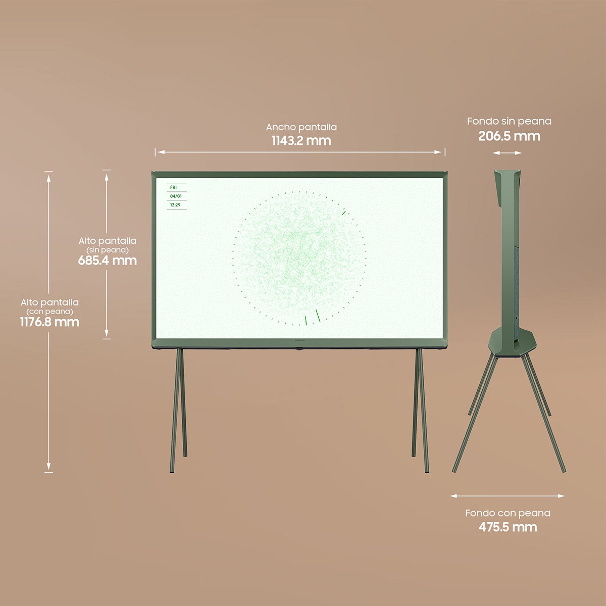 TV QLED 125 cm (50") Samsung The Serif TQ50LS01DB UHD 4K Display Mate, Smart TV Verde Bosque-3
