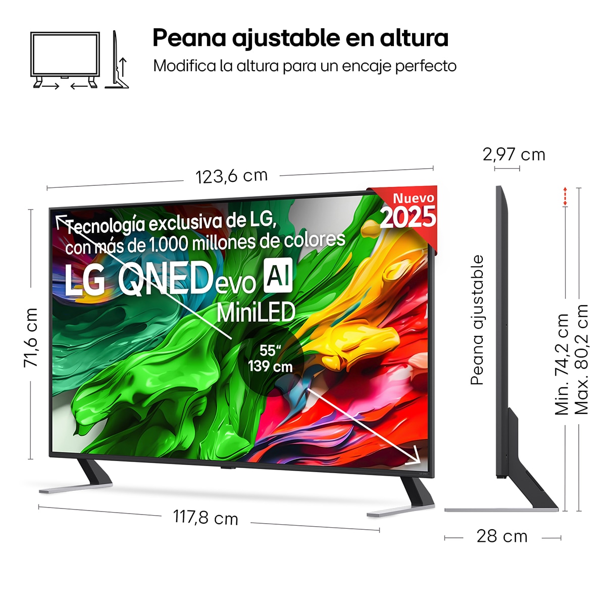 TV QNED evo MiniLED AI 139cm (55") LG 55QNED85A6C, 4K Smart TV Negro-2