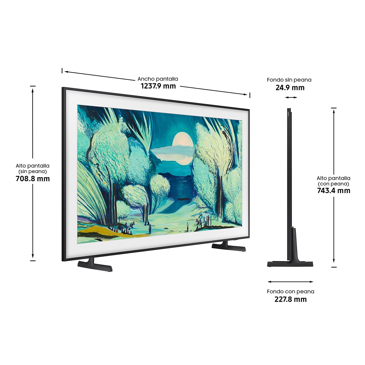 TV QLED 139cm (55") Samsung The Frame TQ55LS03FAUXXC 4K Smart TV, Soporte incluido Negro-2