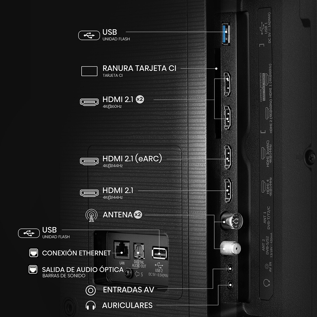 TV QLED 139 cm (55") Hisense 55E7Q Pro, UHD 4K, Smart TV Gris carbón-12