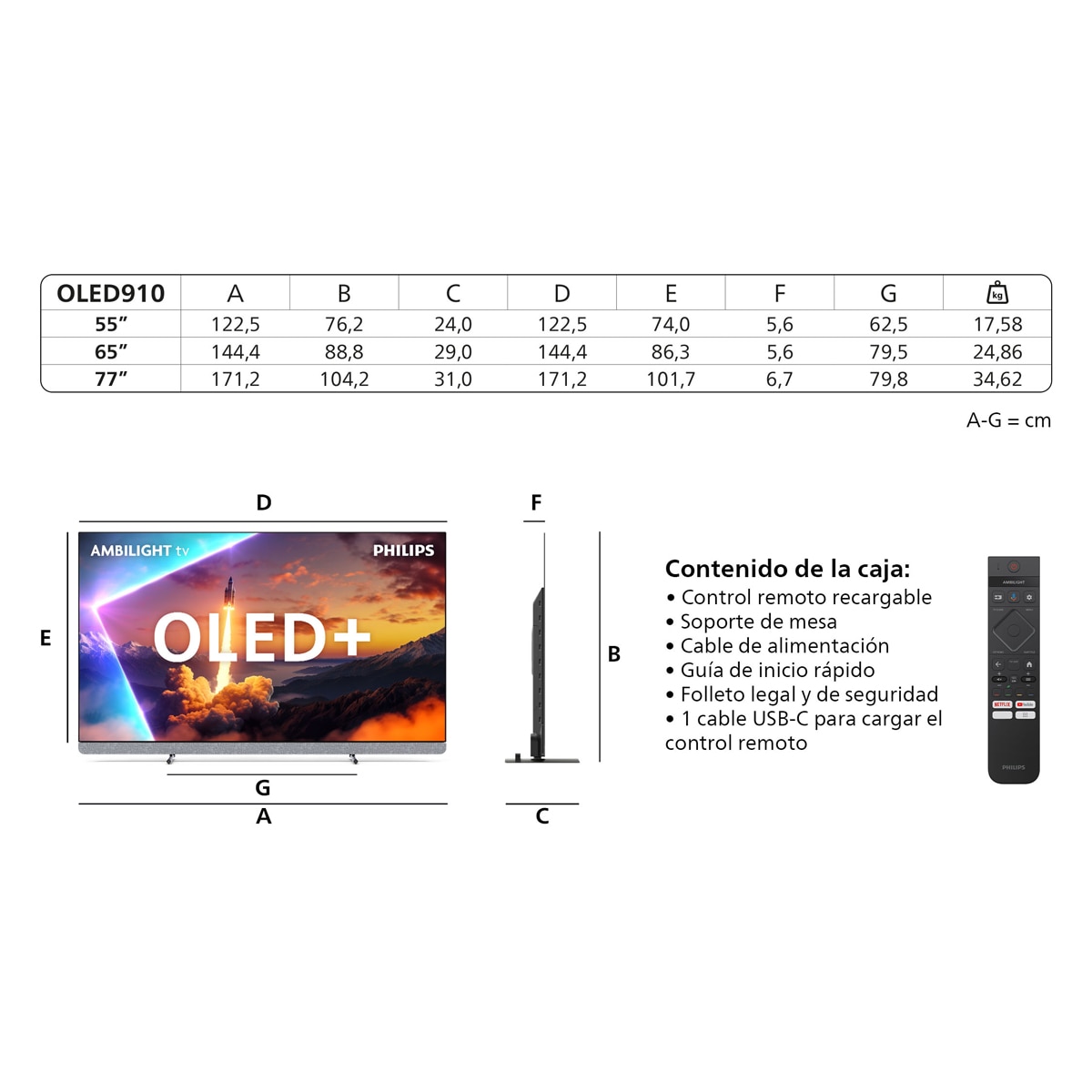 TV OLED 139 cm (55") Philips Ambilight 55OLED910/12 UHD 4K, Dolby Vision y Dolby Atmos, Google TV, Smart TV Gris-15