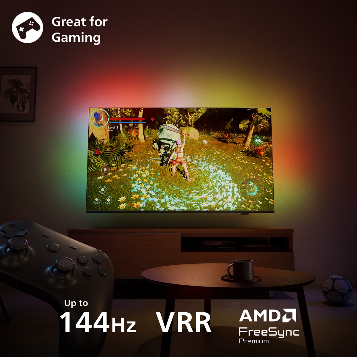TV QD-MiniLED 139 cm (55") Philips Ambilight 55MLED920/12 UHD 4K, Dolby Vision y Dolby Atmos, Titan OS, Smart TV Negro-9