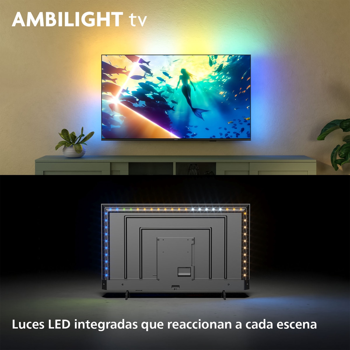 TV LED 139 cm (55") Philips Ambilight 55PUS8010/12 UHD 4K, Dolby Atmos, Titan OS, Smart TV Negro mate-3