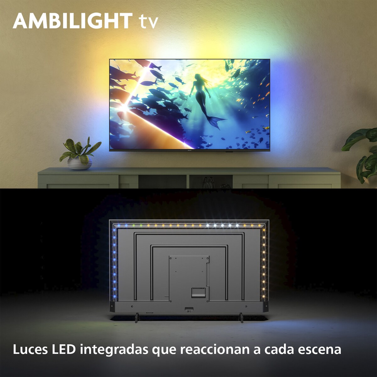TV LED 126 cm (50") Philips Ambilight 50PUS8010/12 UHD 4K, Dolby Atmos, Titan OS, Smart TV Negro mate-2