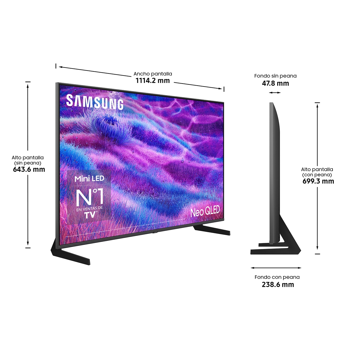 TV Neo QLED Mini LED 127cm (50") Samsung TQ50QN80FAUXXC 4K Mini LED Vision AI Smart TV Plata-2