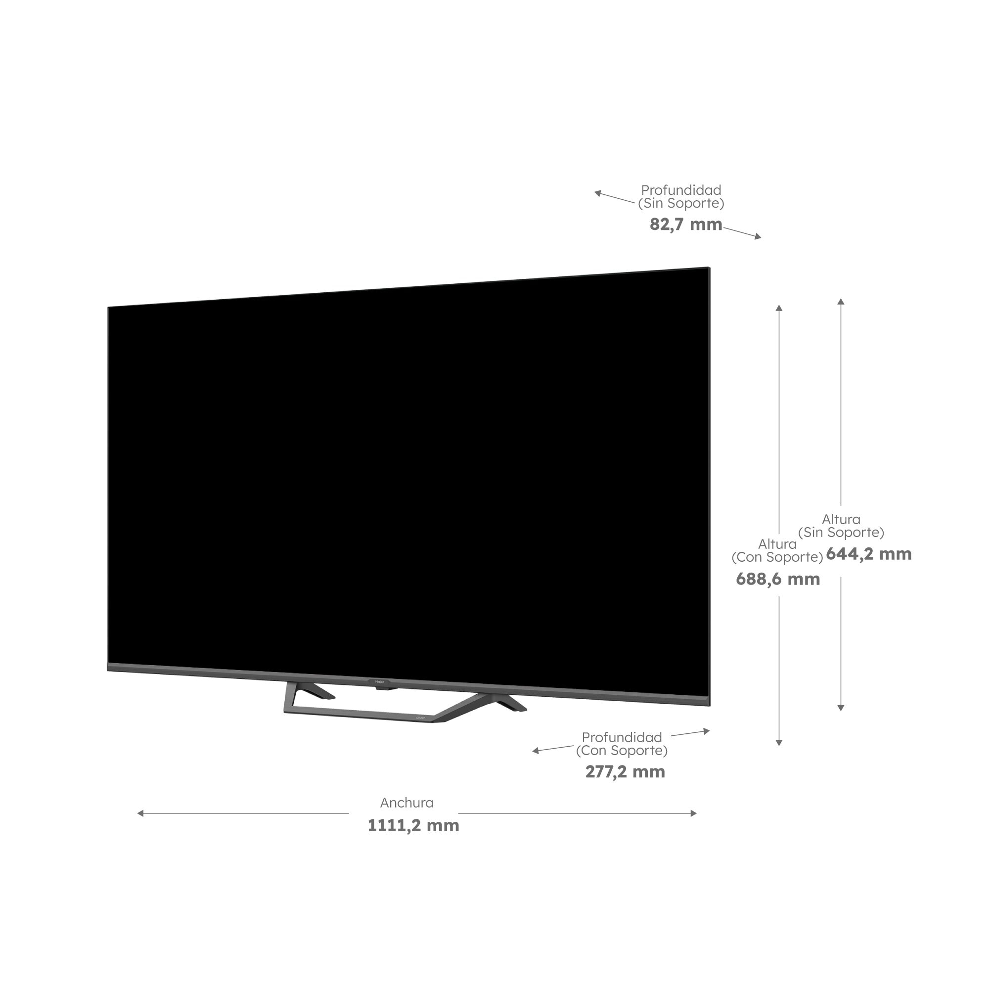TV QLED 126 cm (50") Haier H50S80FUX UHD 4K, Peana central, Smart Google TV, HDR10, Gaming 120Hz, Dolby Audio Black-2