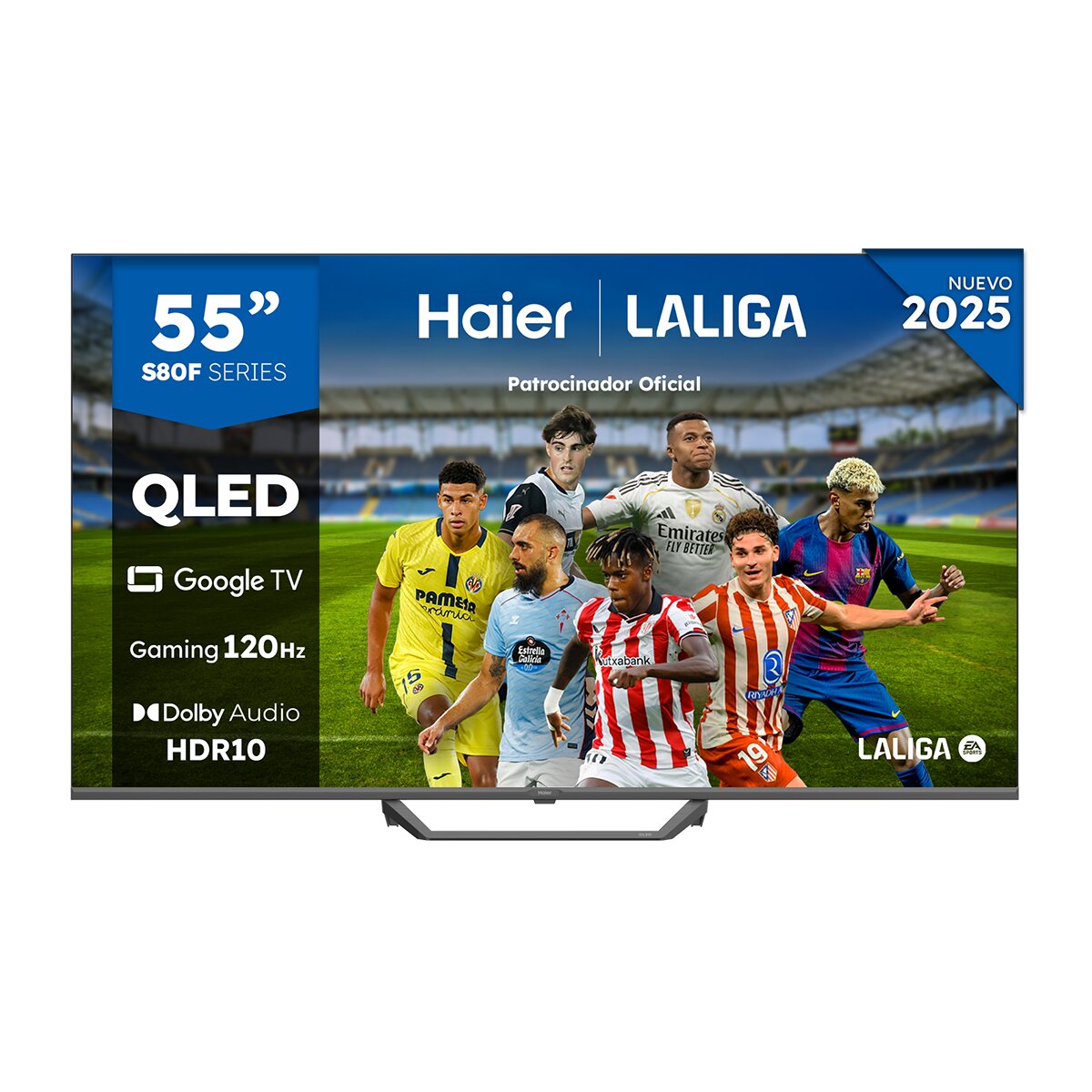 Imagen 0 de TV QLED 139 cm (55") Haier H55S80FUX UHD 4K, Peana central, Smart Google TV, HDR10, Gaming 120Hz, Dolby Audio