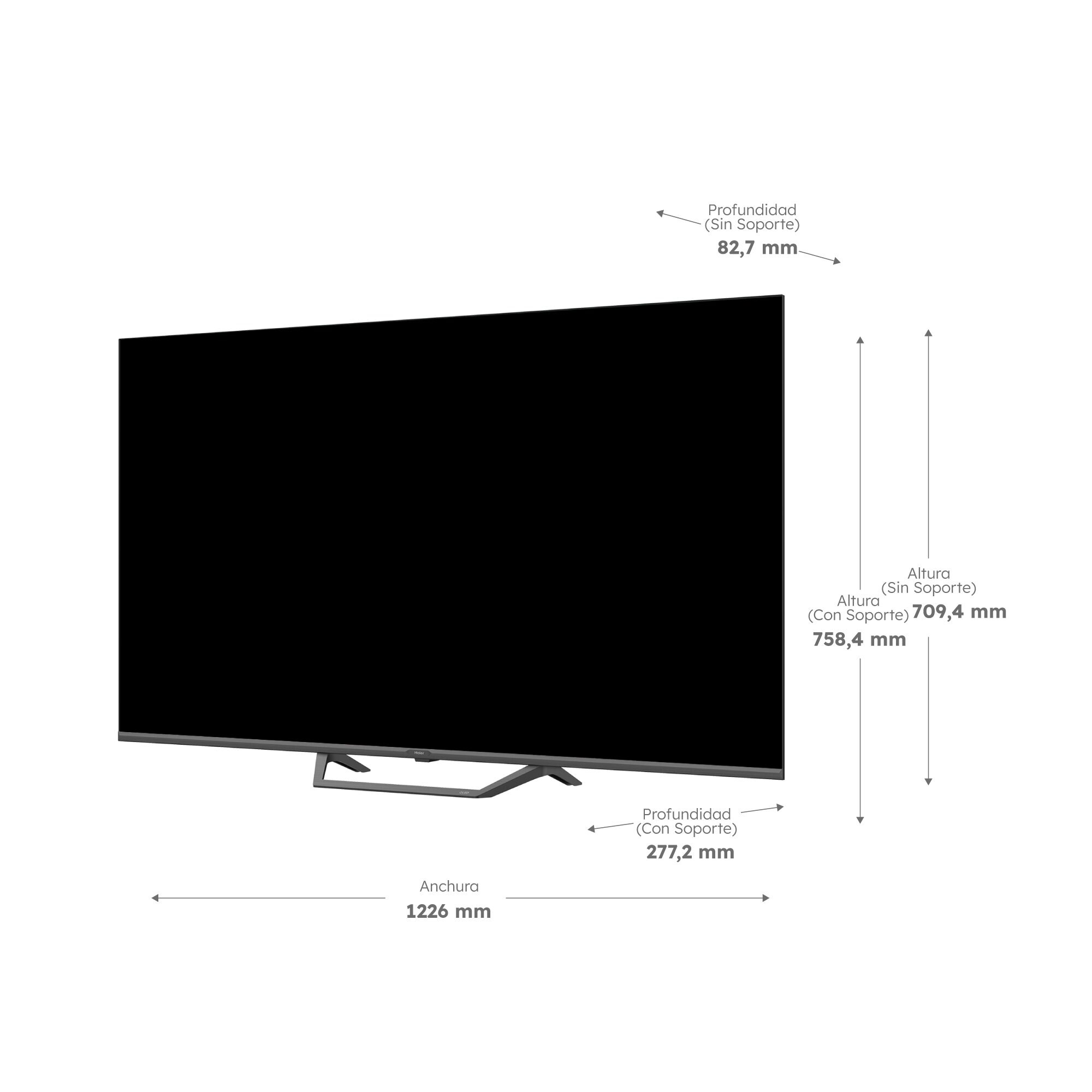 TV QLED 139 cm (55") Haier H55S80FUX UHD 4K, Peana central, Smart Google TV, HDR10, Gaming 120Hz, Dolby Audio Black-2