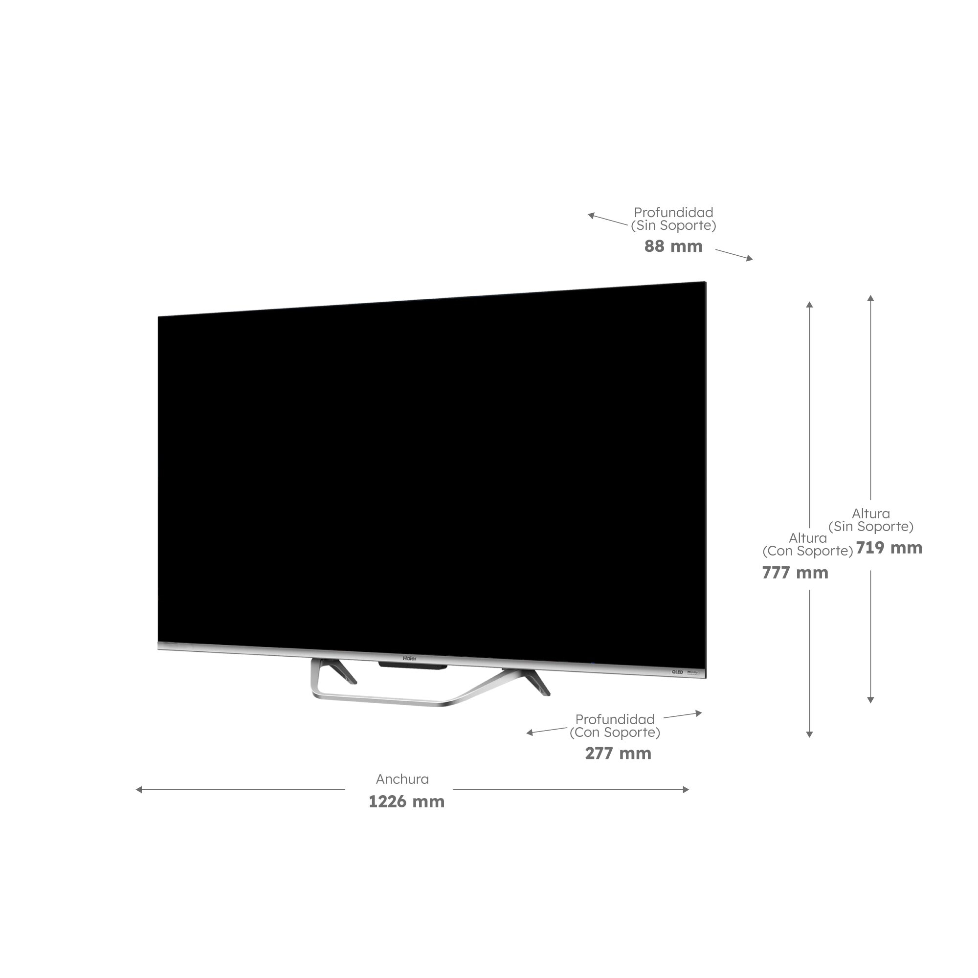 TV QLED 126 cm (50") Haier H50Q80FUX UHD, Peana central, Smart Google TV, HDR10+, Dolby Atmos & Vision, Gaming 120Hz Silver-2