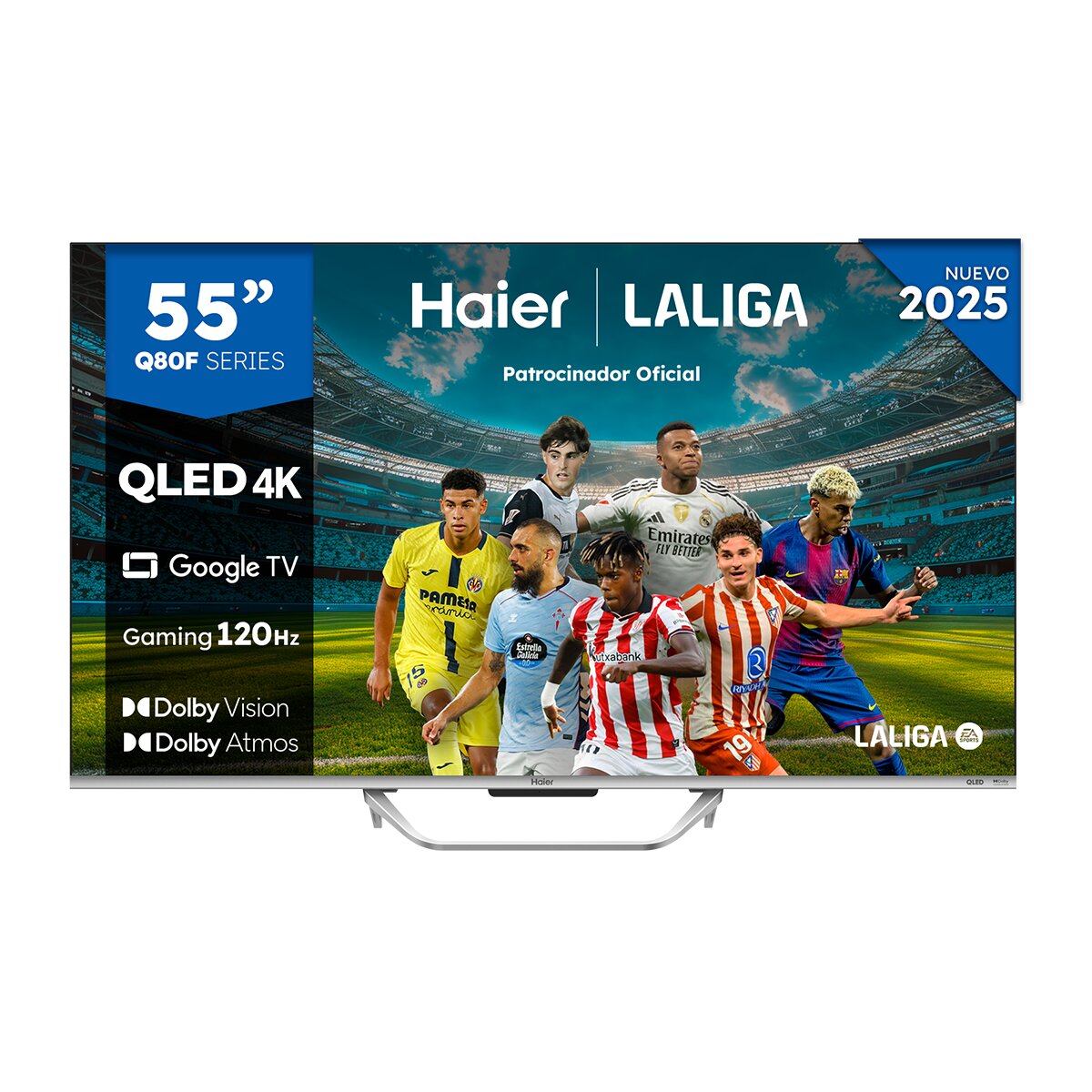 Imagen 0 de TV QLED 139 cm (55") Haier H55Q80FUX UHD 4K, Peana central, Smart Google TV, HDR10+, Dolby Atmos & Vision, Gaming 120Hz