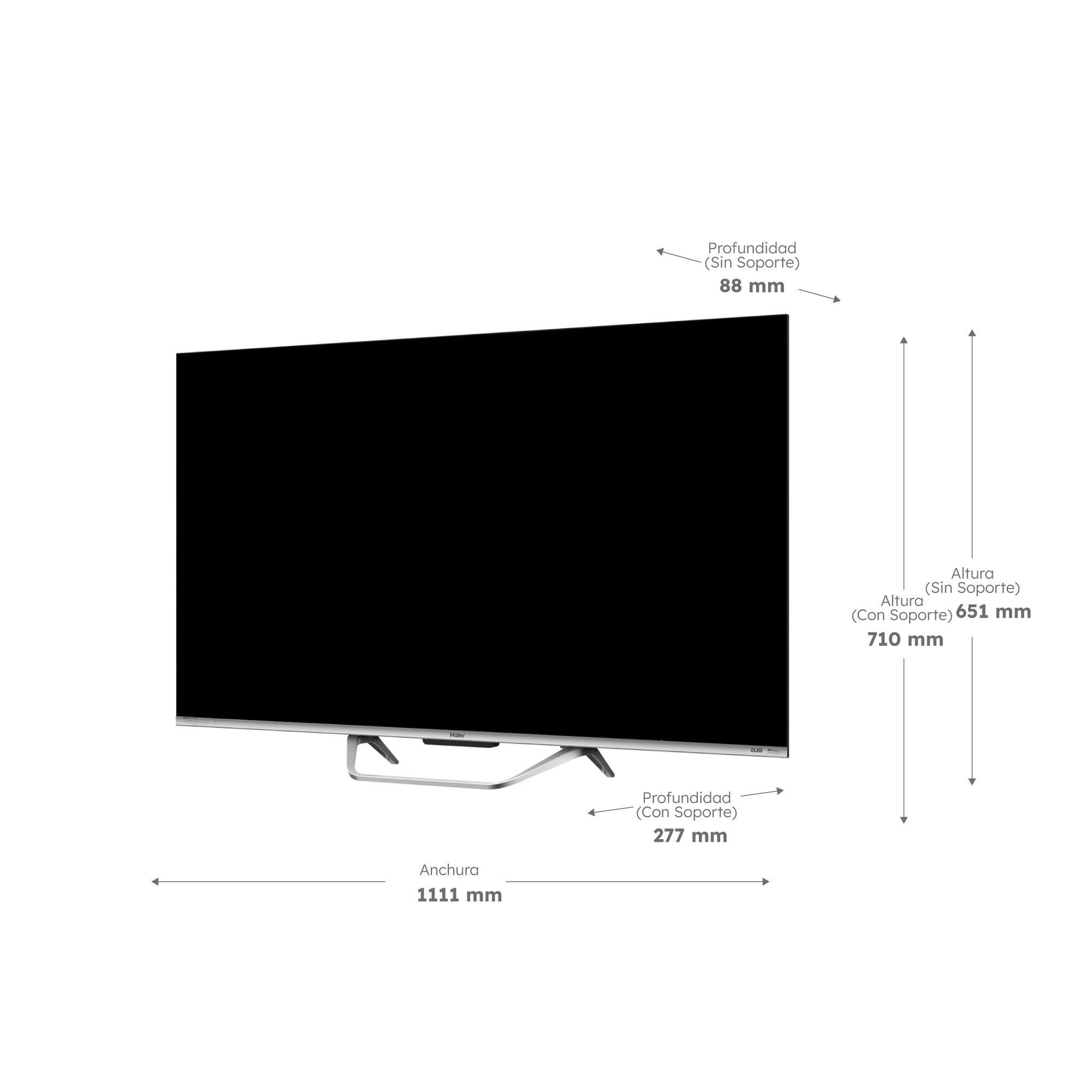 TV QLED 139 cm (55") Haier H55Q80FUX UHD 4K, Peana central, Smart Google TV, HDR10+, Dolby Atmos & Vision, Gaming 120Hz Silver-2