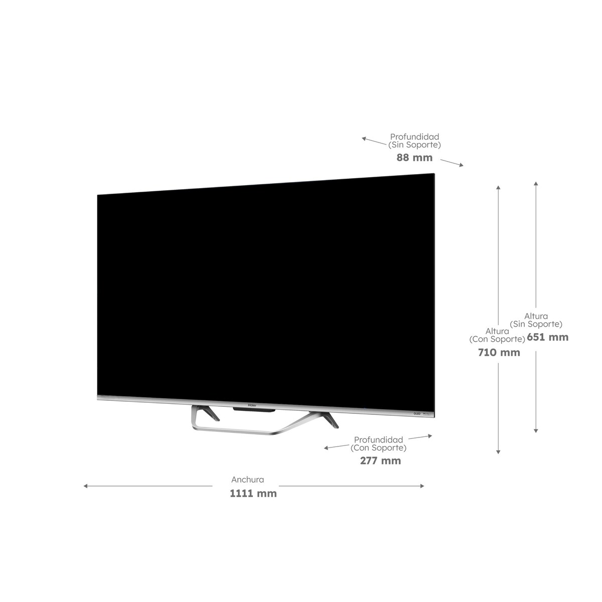 TV QLED 139 cm (55") Haier H55Q80FUX UHD 4K, Peana central, Smart Google TV, HDR10+, Dolby Atmos & Vision, Gaming 120Hz Silver-2