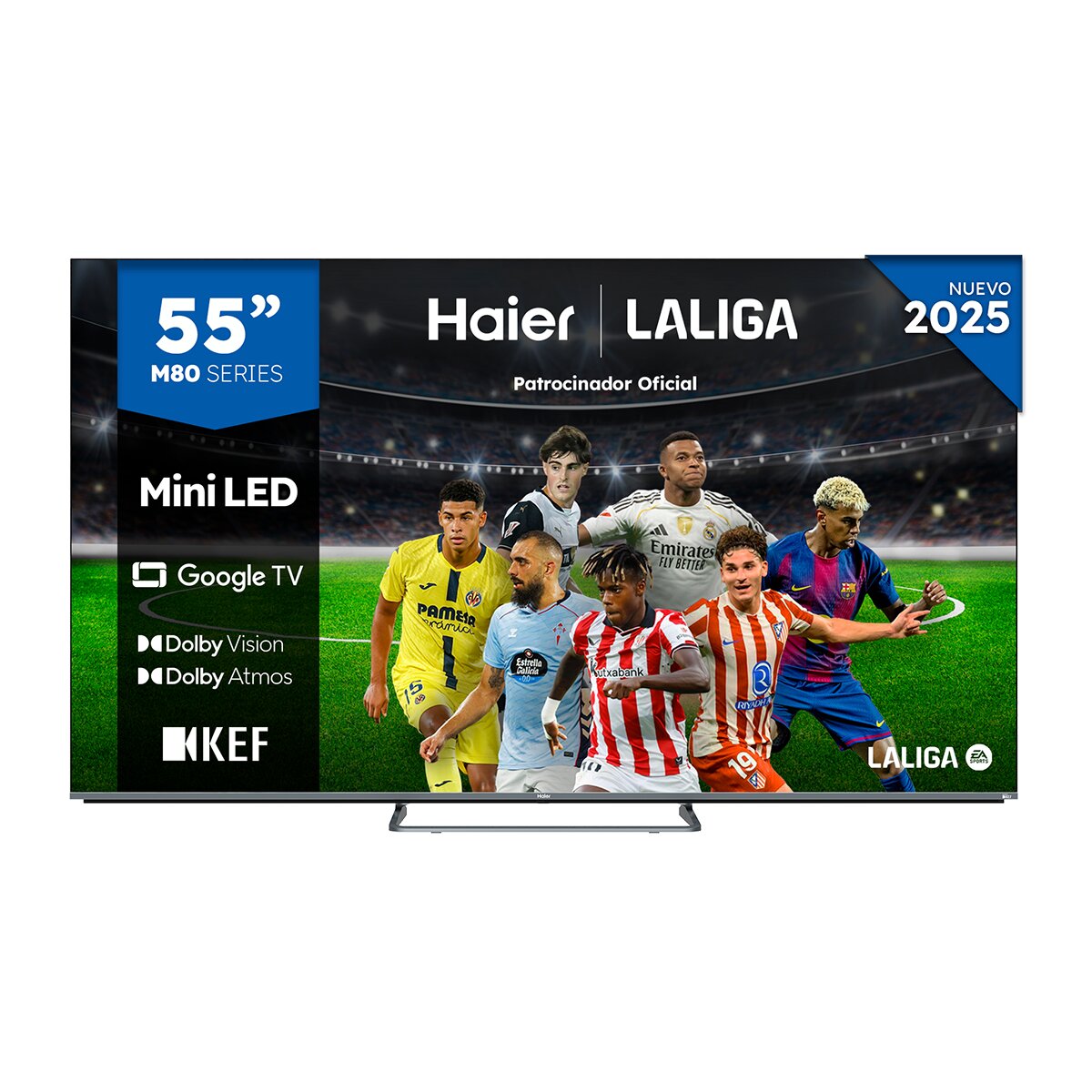 Imagen 0 de TV MiniLED 139 cm (55") Haier H55M80FUX UHD 4K, Peana Central, Smart Google TV, HDR10, Sonido KEF 2.1