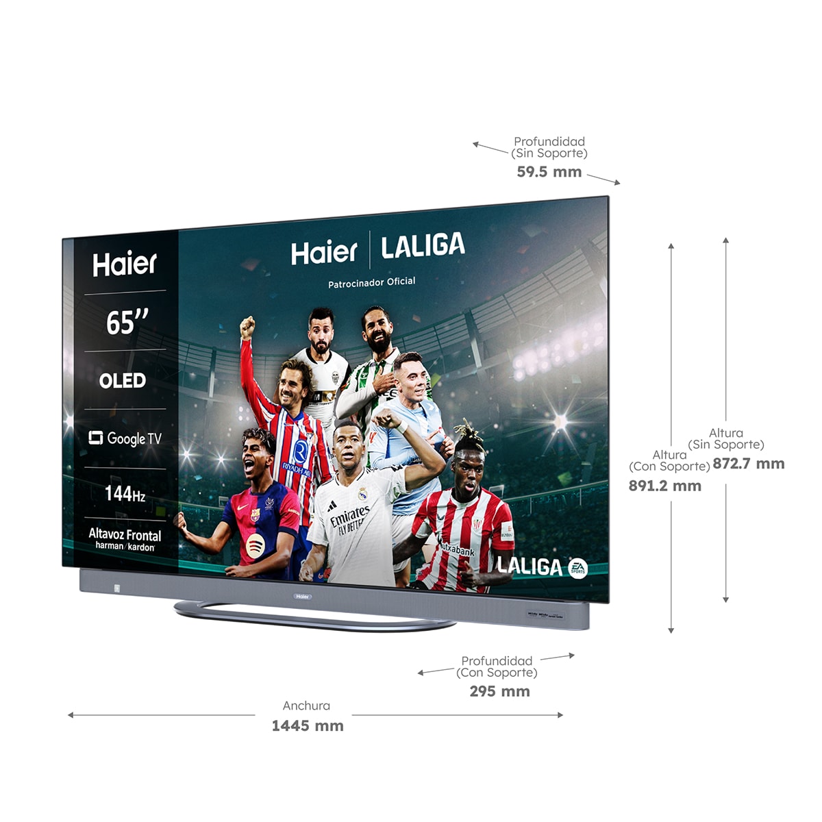 TV OLED 139 cm (55") Haier H55C95EUX UHD 4K, Smart Google TV, HDR10+, Dolby Vison, Dobly atmos con Harman Kardon, 144Hz Metálico-3
