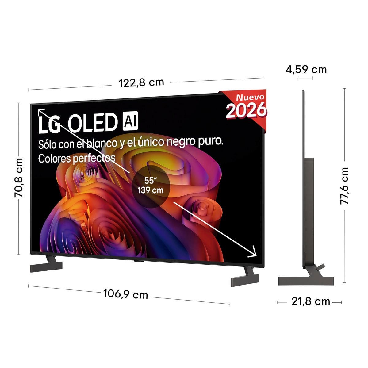 TV OLED 139 cm (55") LG OLED55B6ELC 4K, Smart TV, AI, B6 Gris oscuro / Negro-2