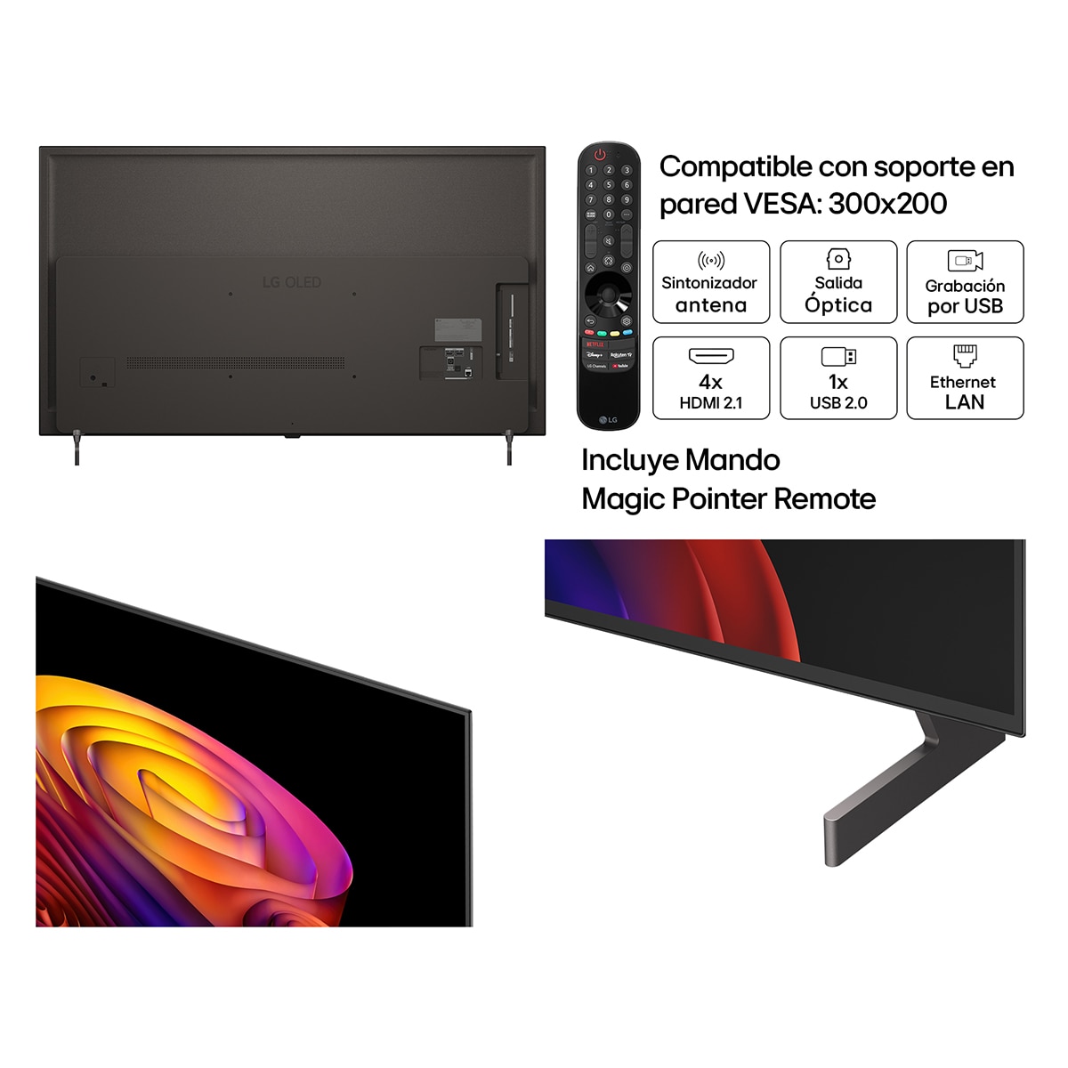 TV OLED 139 cm (55") LG OLED55B6ELC 4K, Smart TV, AI, B6 Gris oscuro / Negro-3