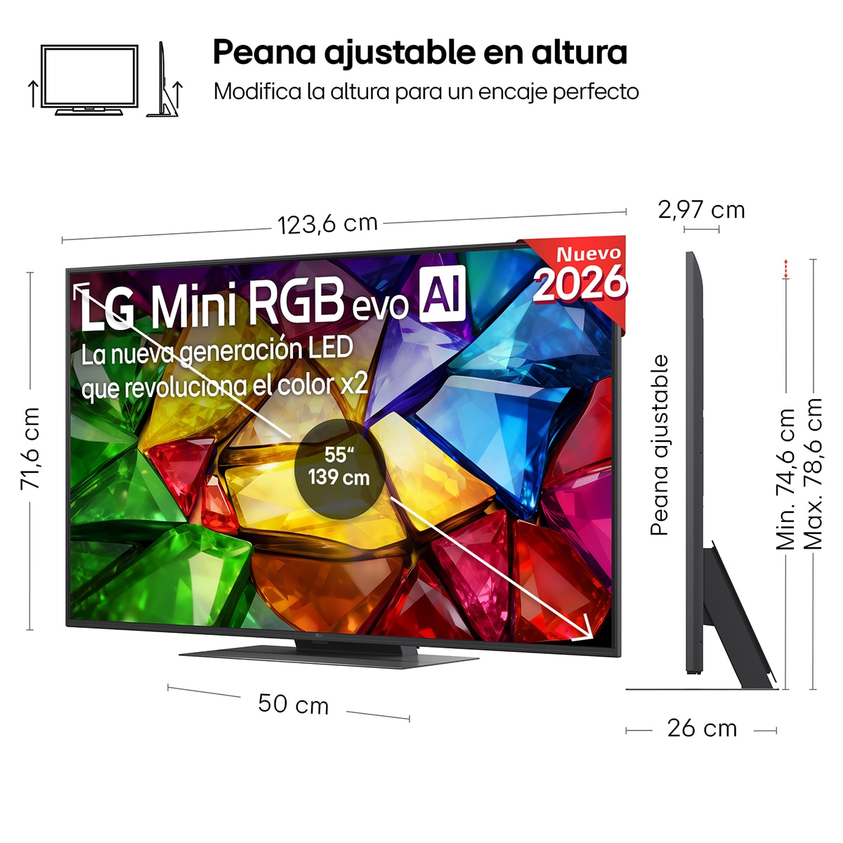 TV RGB Mini LED 139 cm (55") LG 55MRGB88B6B 4K, Smart TV, AI, MRGB88 - Gris oscuro / Negro Gris oscuro / Negro-2