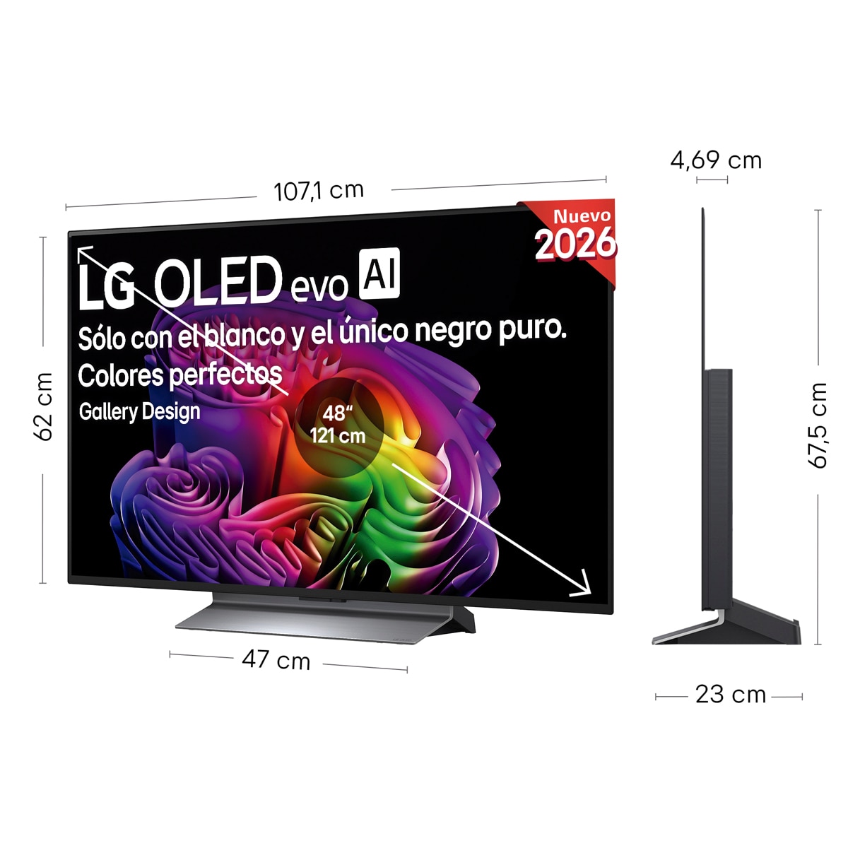 TV OLED evo 121 cm (48") LG OLED48G66LS 4K, Smart TV, AI, G6 Gris oscuro / Negro-2