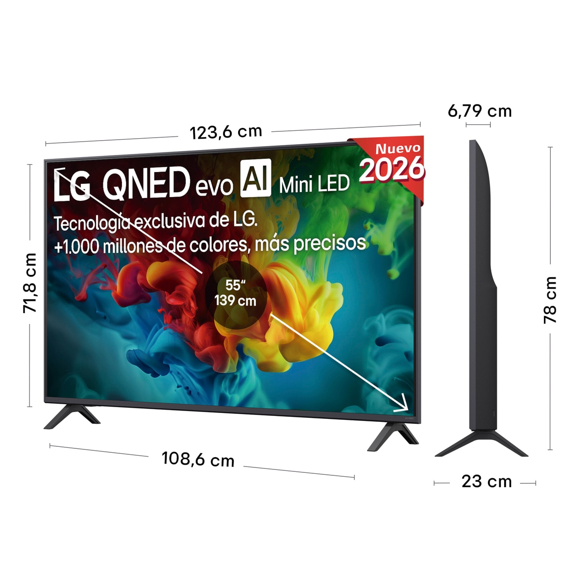 TV QNED evo Mini LED 139 cm (55") LG 55QNED82B6B 4K, Smart TV, AI, QNED82 Gris oscuro / Negro-2