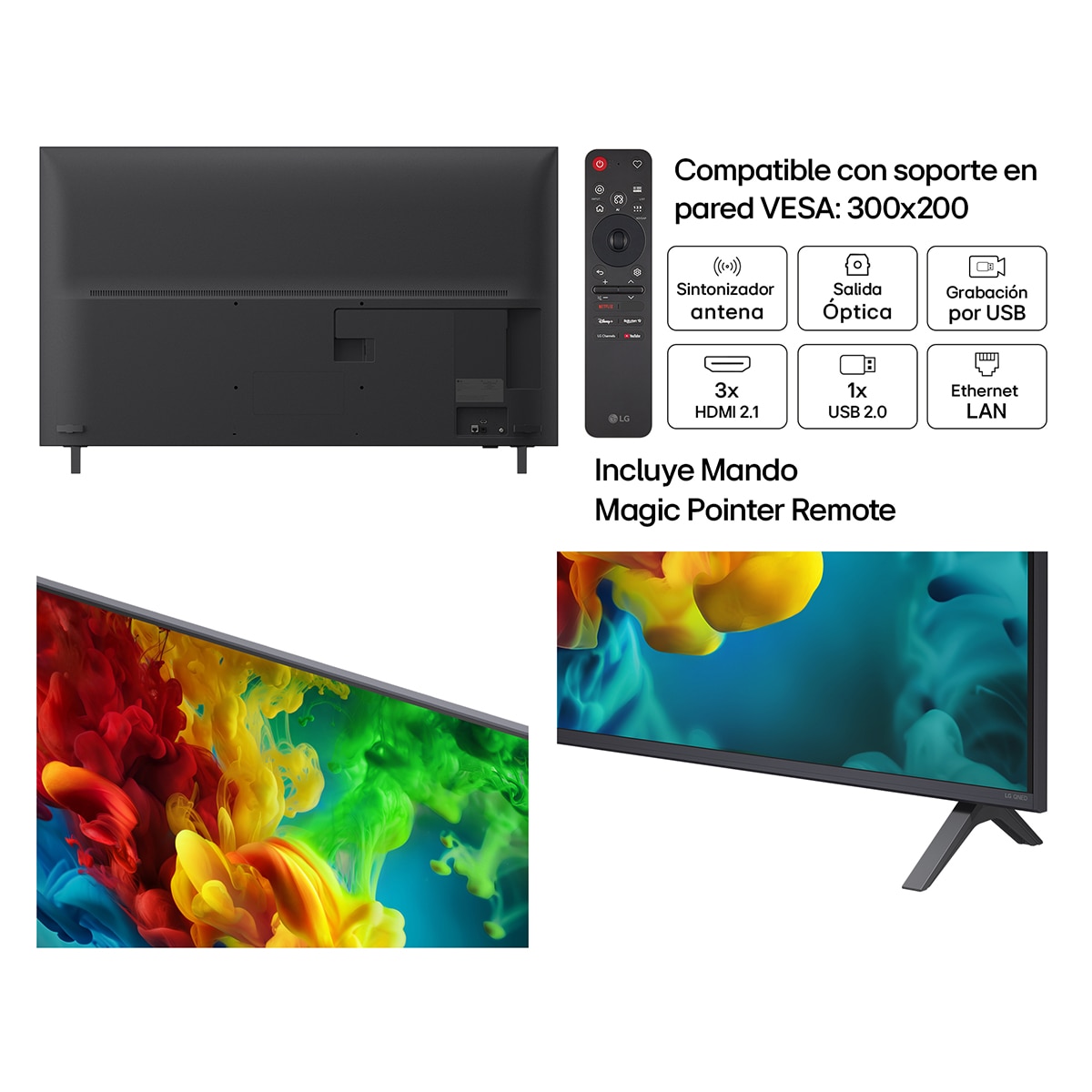 TV QNED evo Mini LED 139 cm (55") LG 55QNED82B6B 4K, Smart TV, AI, QNED82 Gris oscuro / Negro-3