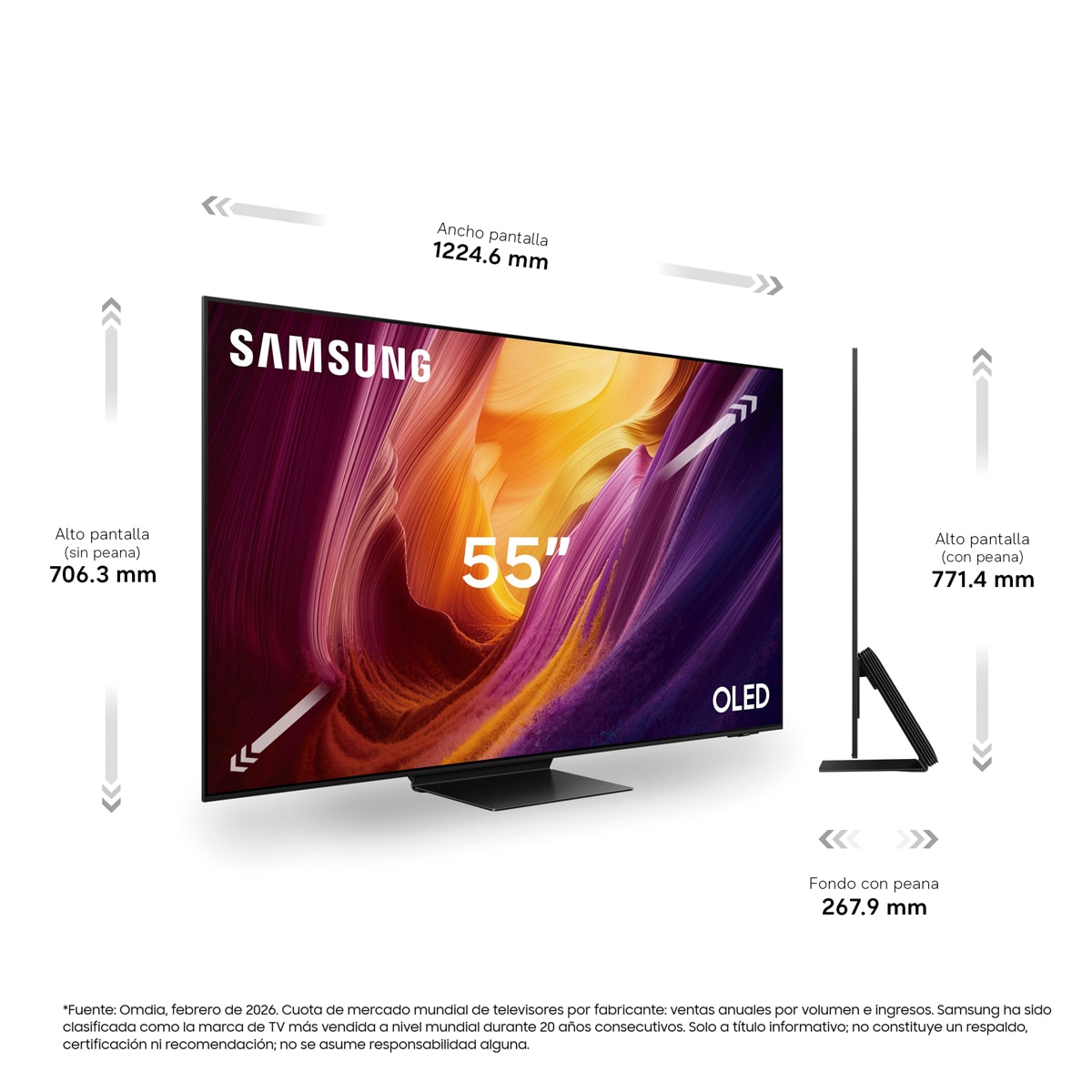 TV OLED 138cm (55") Samsung TQ55S95HFTXXC 4K Smart TV SIN reflejos con Vision AI. 165Hz Ultimate Gaming Pack Negro-2
