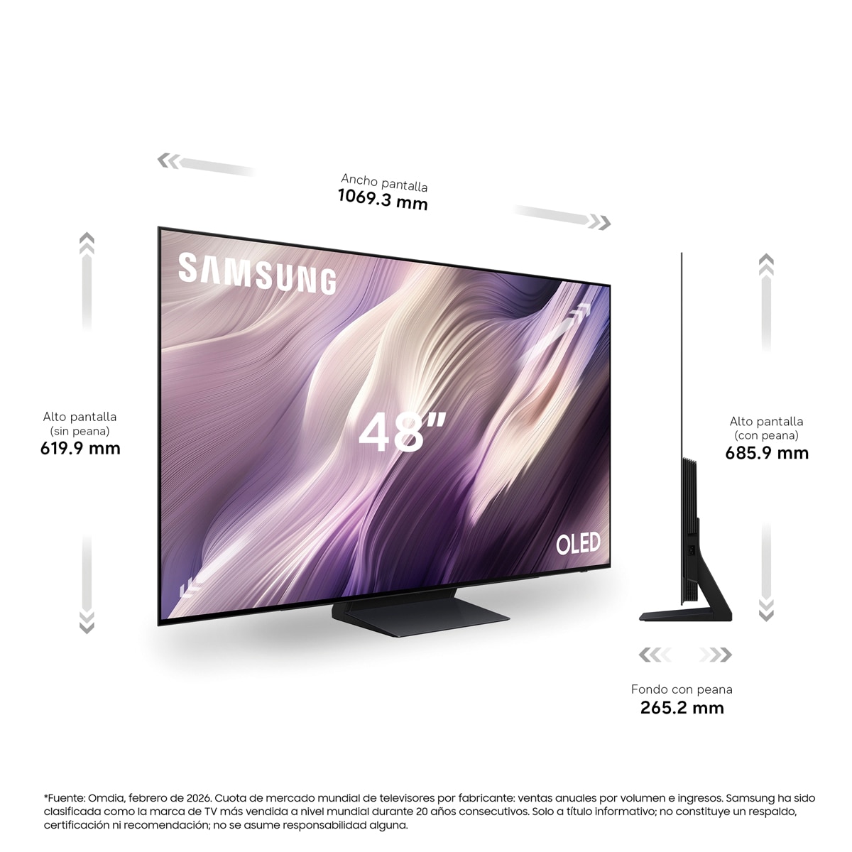 TV OLED 122cm (48") Samsung TQ48S95HAEXXC 4K Smart TV SIN reflejos con Vision AI. 165Hz Ultimate Gaming Pack - Negro Negro-2