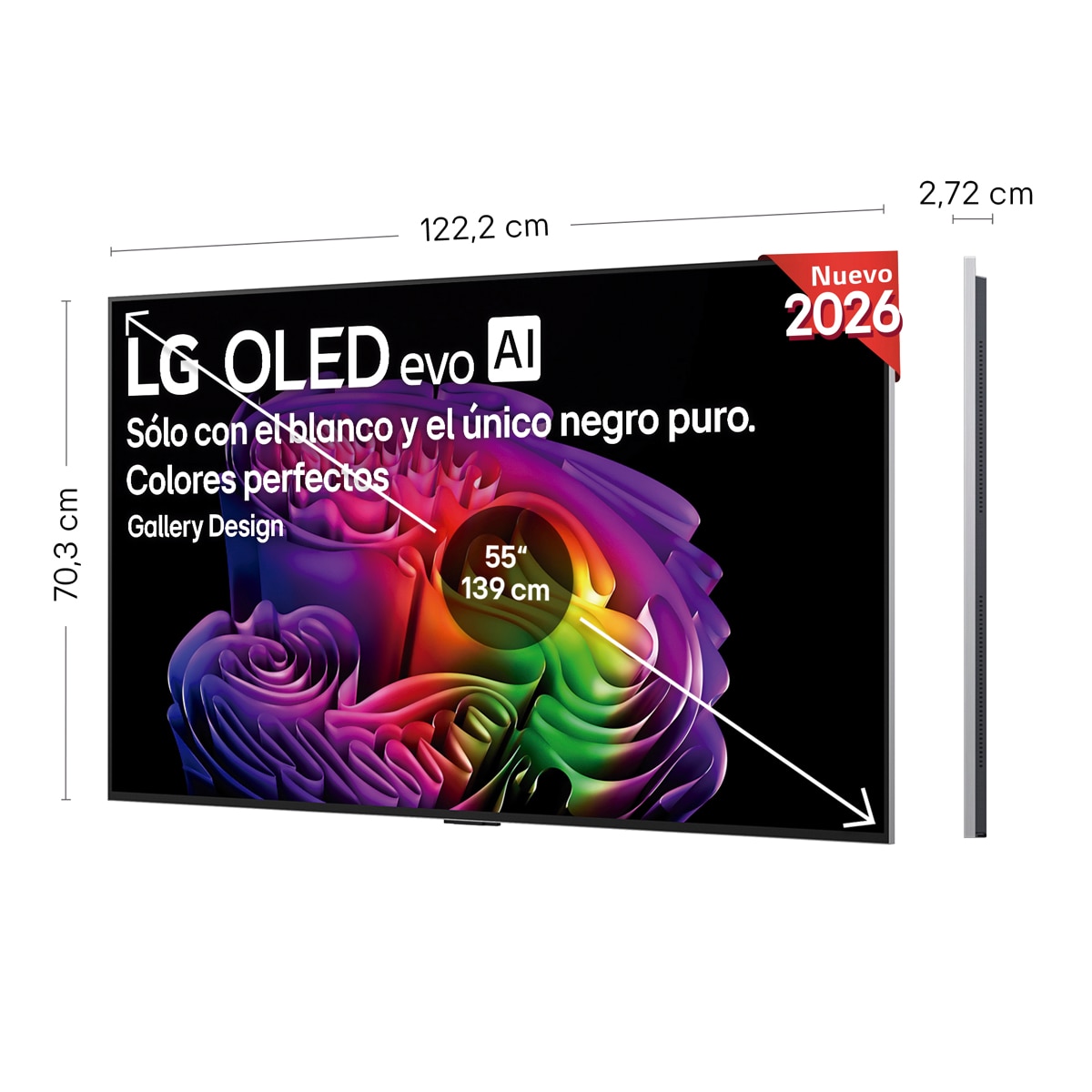 TV OLED evo 139 cm (55") LG OLED55G68LW 4K, Smart TV, AI, G6, soporte pared incluido - Gris oscuro / Negro Gris oscuro / Negro-2