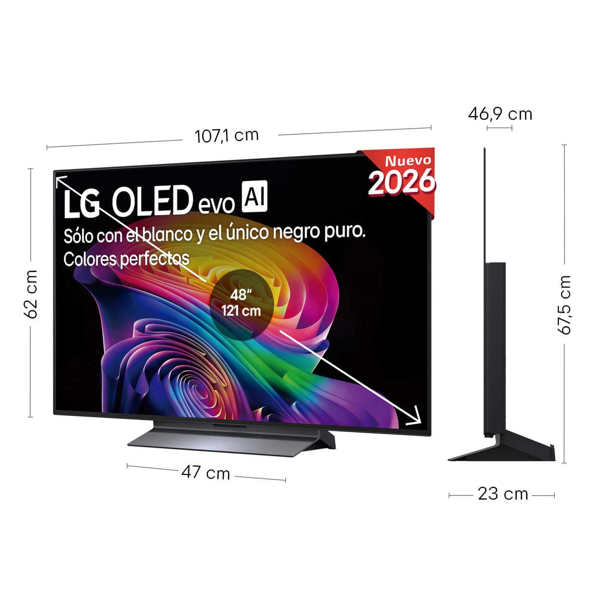 TV OLED evo 121 cm (48") LG OLED48C66LB 4K, Smart TV, AI, C6 - Gris oscuro / Negro Gris oscuro / Negro-2